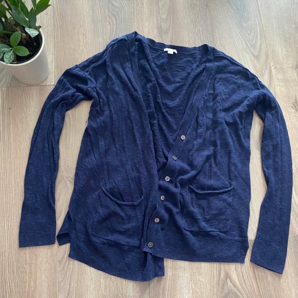 GAP Cropped Navy Long-Sleeve Cardigan - Picture 9 of 9